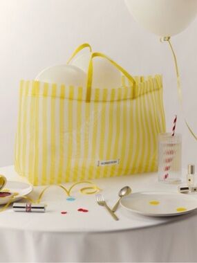 Nordstrom Anniversary Yellow and White Striped Tote Bag